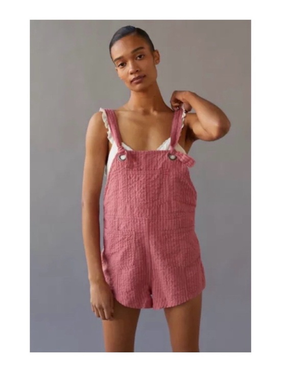 BDG Pants - Urban Outfitters BDG linen pink romper with pockets Size S